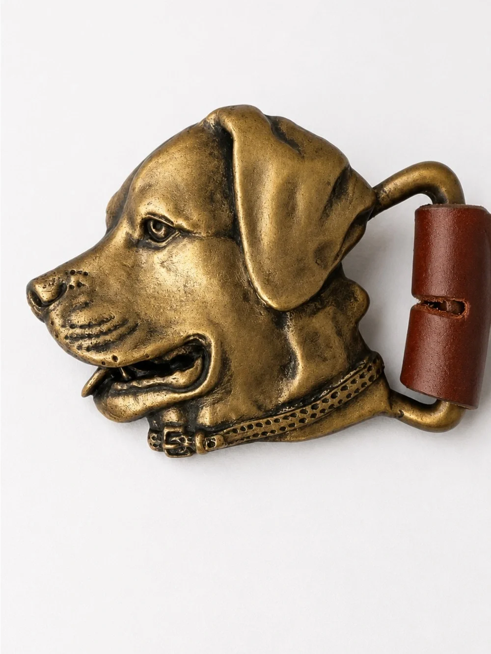 HooknHide Handcrafted in Texas Leather Belt Bronze Dog Head Buckle Removable